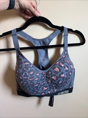 Victoria’s Secret Gray & Pink Leopard Racerback Sports Bra